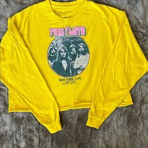 Pink Floyd Vibrant Yellow Band Crop Top Tee Size XL